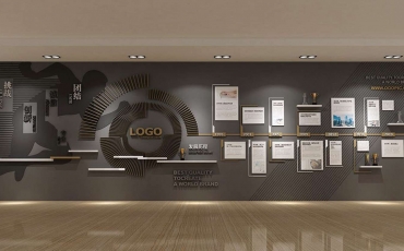 企业发展历程与荣誉结合造型文化墙模板定制