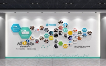 公司六边造型风采照片文化墙 团建活动照片墙