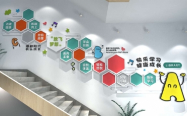 创意少儿培训机构楼梯文化墙